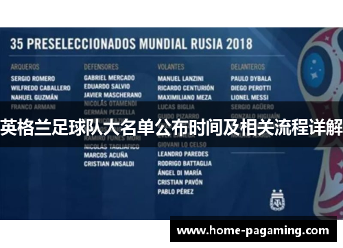 英格兰足球队大名单公布时间及相关流程详解