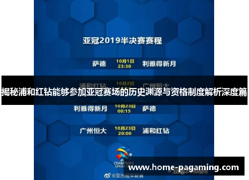揭秘浦和红钻能够参加亚冠赛场的历史渊源与资格制度解析深度篇